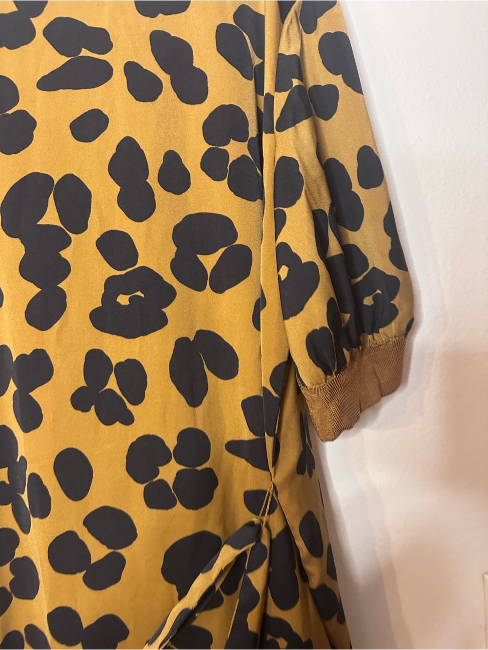 Who What Wear Tan Leopard Midi Dress with Black Spots - Picture 2 of 5